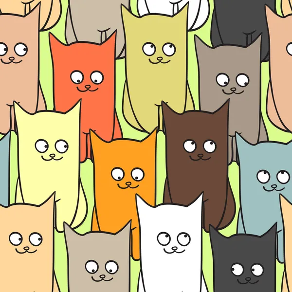 Nahtloses Muster mit lustiger Katzenfarbe — Stockvektor