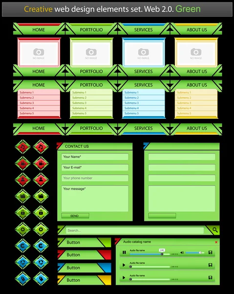 Δημιουργική web σχεδιασμό πράσινο. — Διανυσματικό Αρχείο