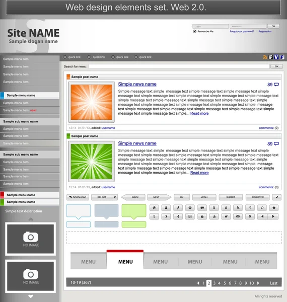 Web design elementen instellen — Stockvector