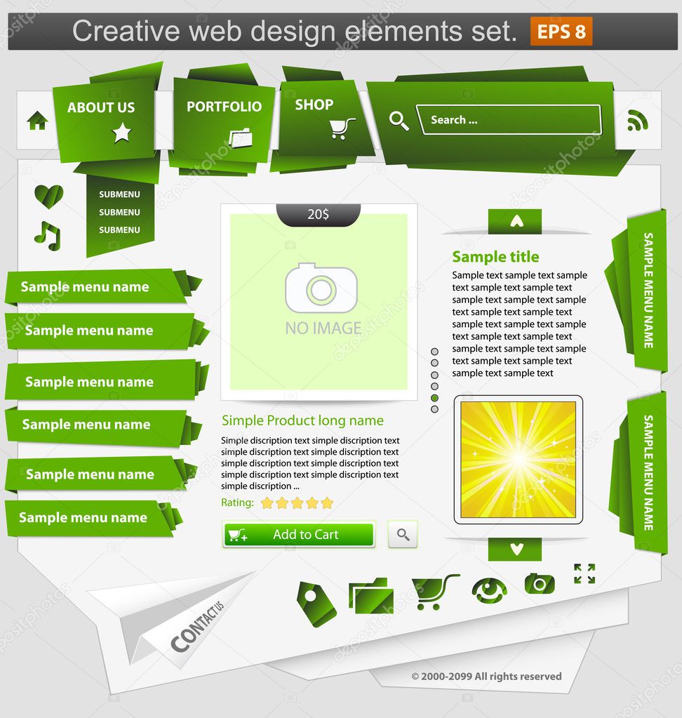 Creative web design elements set