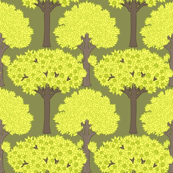 Бесшовный узор с деревьями — стоковый вектор