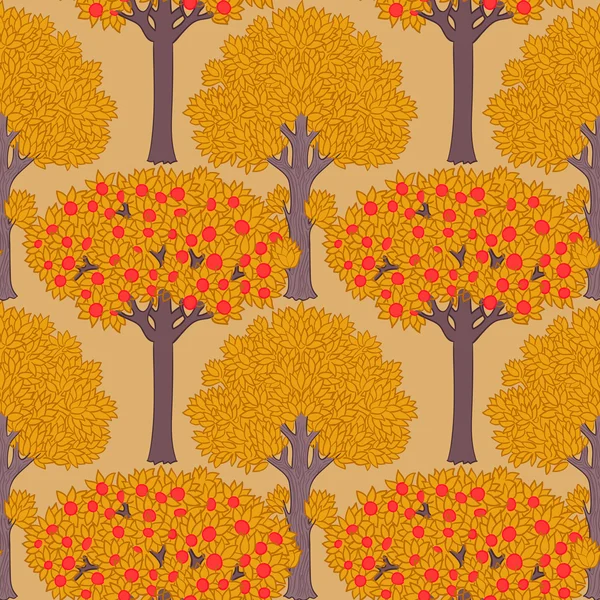 Naadloos patroon met bomen — Stockvector