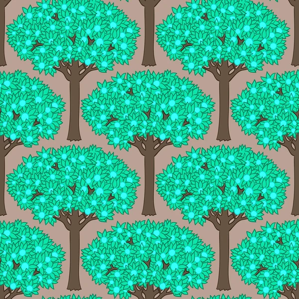 Naadloos patroon met bomen — Stockvector