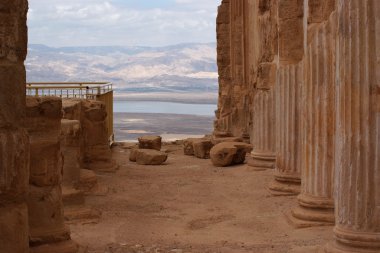 Ancient colonnade of King Herod's palace in Masada clipart