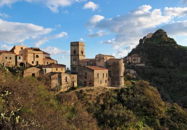 Medieval village of Savoca in Sicily, Italy, at sunset clipart