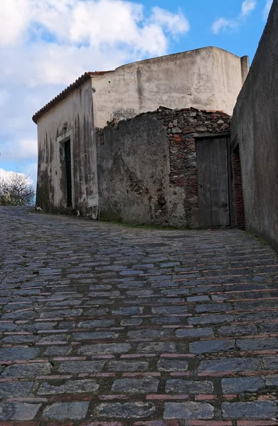 Burkolt középkori street Savoca faluban, Szicília, Olaszország — Stock Fotó