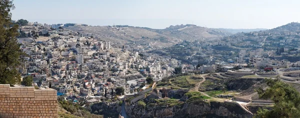 Panoráma nyílik Kelet-Jeruzsálem arab silwan környéken — Stock Fotó