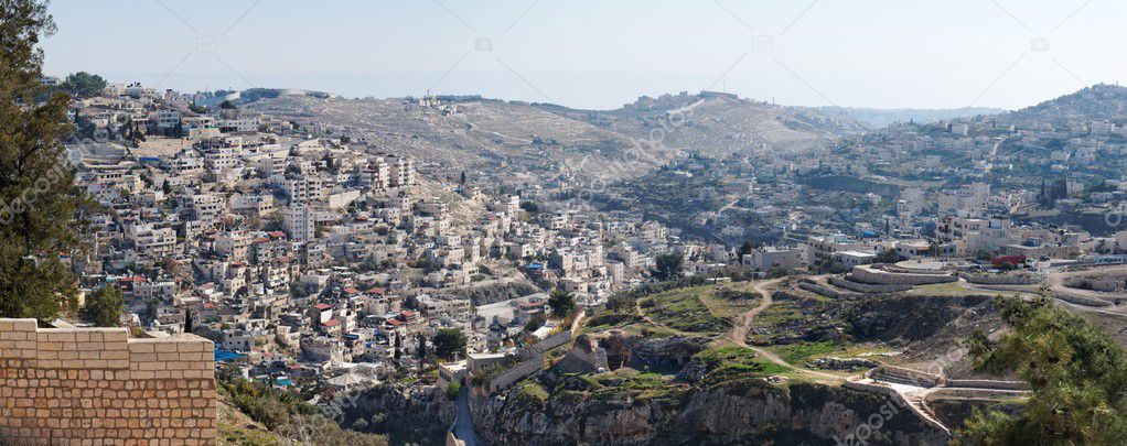 Panorama of Arab Silwan neighborhood in East Jerusalem