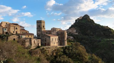 Medieval village of Savoca in Sicily, Italy, at sunset clipart