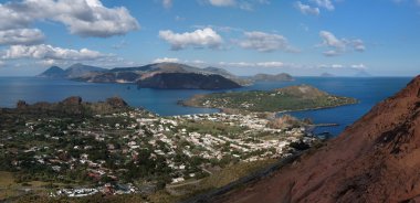 Aeolian islands seen from Vulcano island, Sicily, Italy clipart