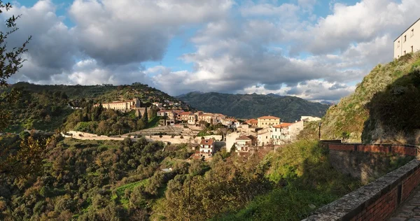 석양에 시 실리, 이탈리아, savoca의 중세 마 — 스톡 사진