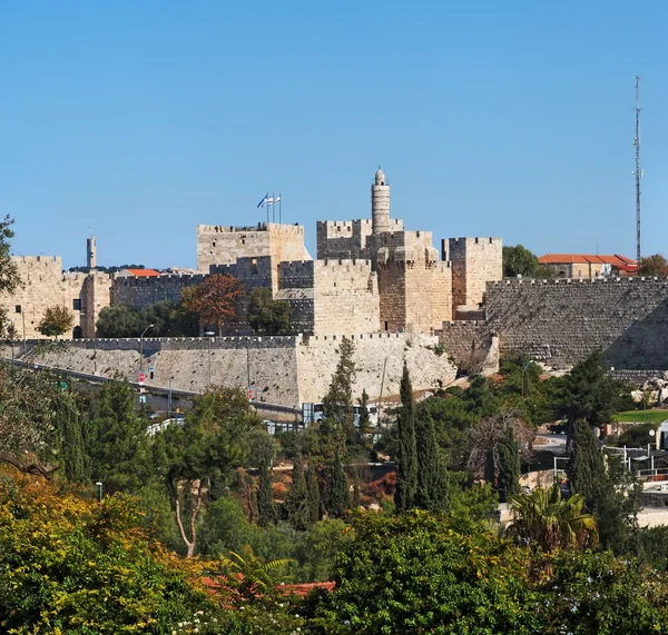 Oude citadel en toren van david in Jeruzalem — Stockfoto