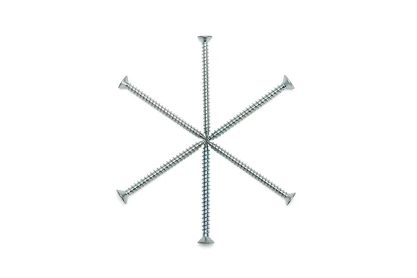 Estrela de seis pontas feita de parafusos isolados — Fotografia de Stock