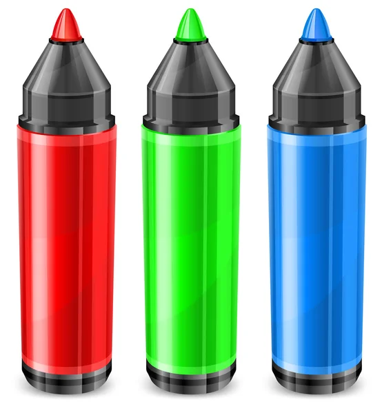 Three color markers — Stock Vector