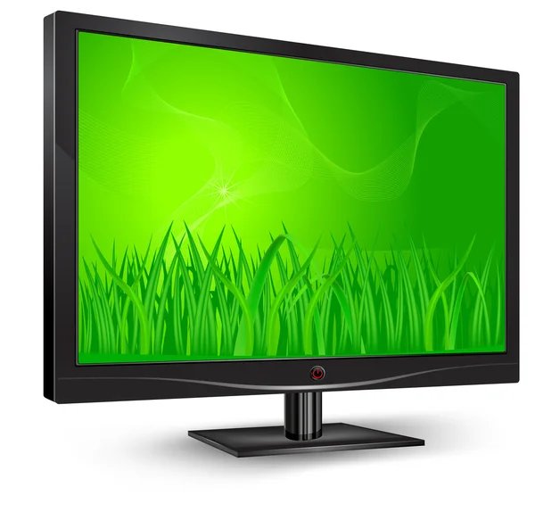 Monitor con erba verde — Vettoriale Stock