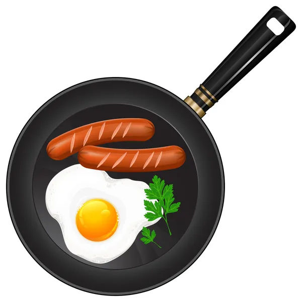 Τηγανητά αυγά και λουκάνικα — Διανυσματικό Αρχείο