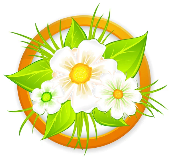 Bouquet of daisies in circle — Stock Vector