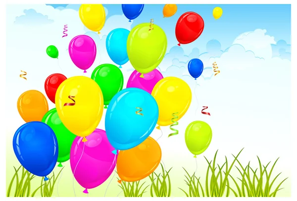 Manzara ve balonlar — Stok Vektör