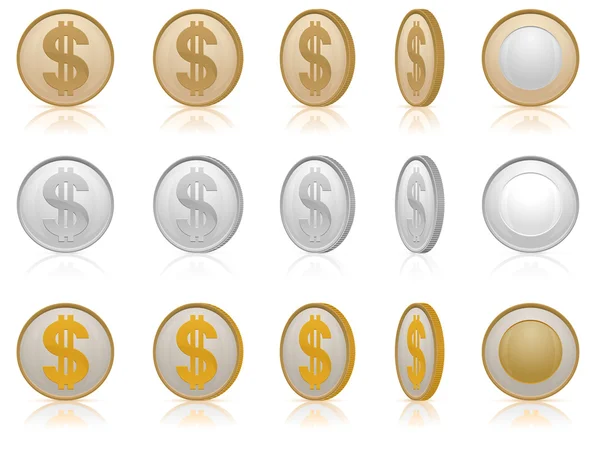 Pièces en dollars — Image vectorielle