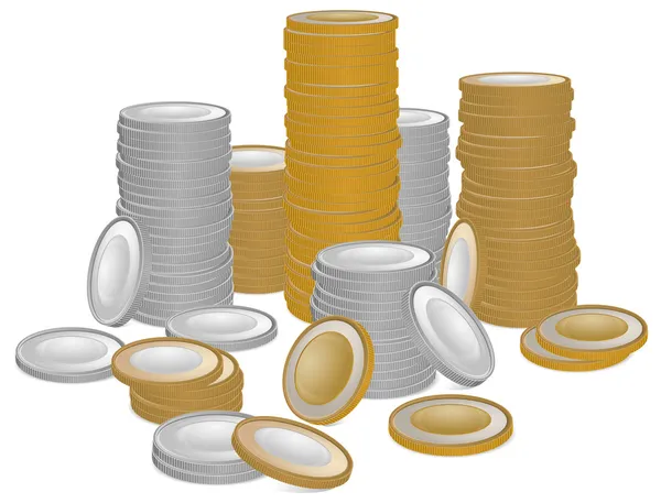 Gouden en zilveren munten — Stockvector