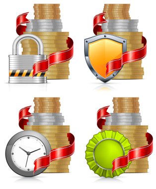 Gold coins & protection accessories clipart