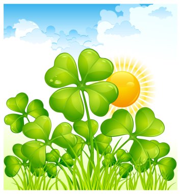 Landscape with clover clipart