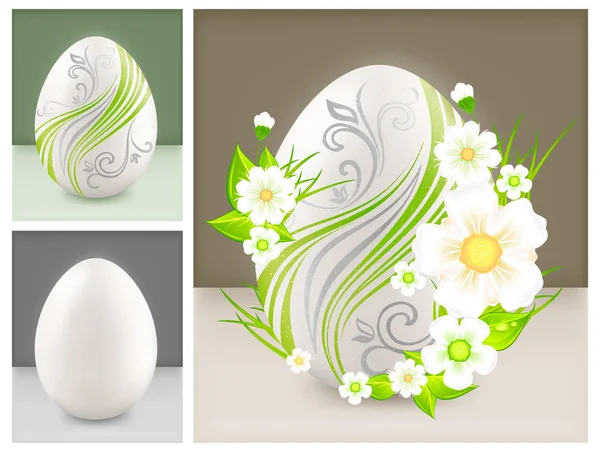Huevos con flores — Vector de stock