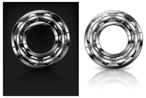Metal roller bearings on white & black background, vector illust — Stock Vector