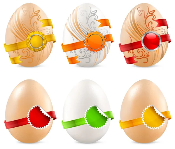 Eier mit Schleife & Etikett — Stockvektor