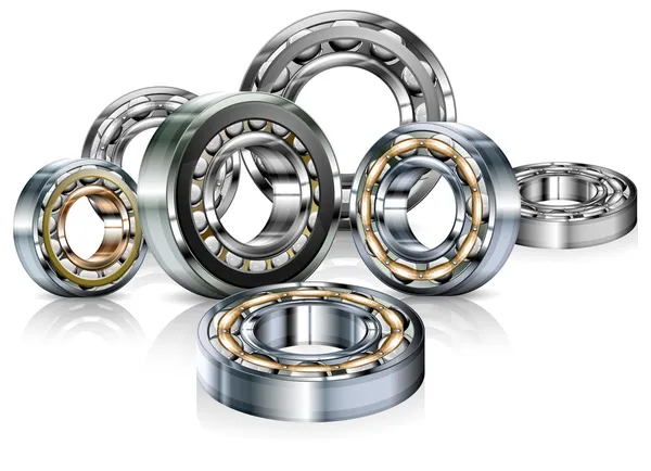 Metal bearings on white — Stock Vector