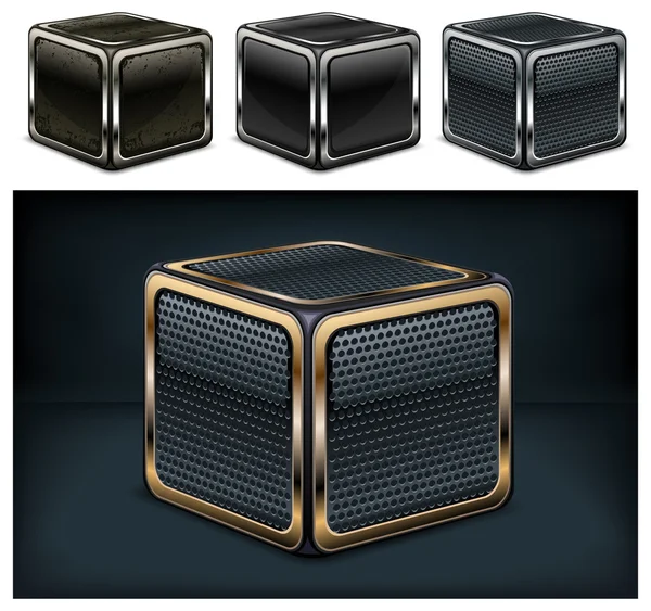 Cube en métal — Image vectorielle