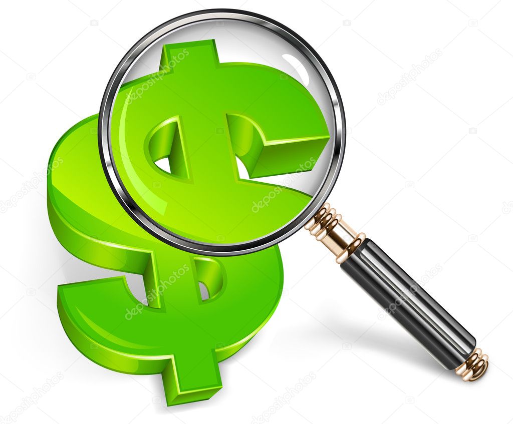 Magnifying glass & green dollar