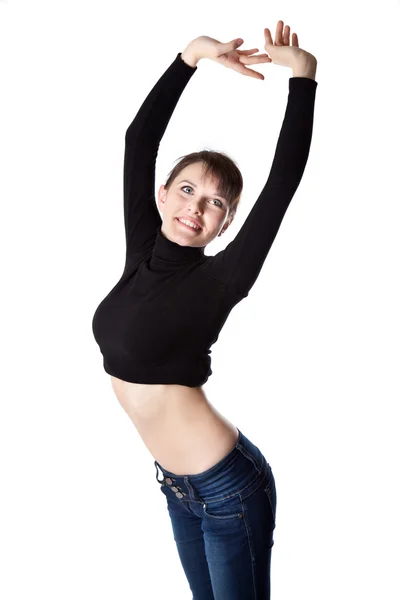 Kvinnan är stretching — Stockfoto