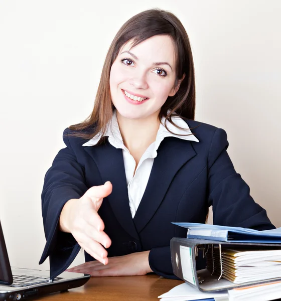 Acquaintance with the business woman — Stock Photo, Image