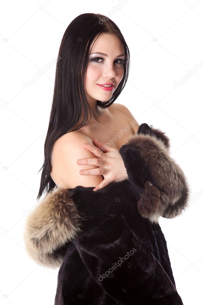 Una Hermosa Mujer Desnuda Con Un Abrigo De Piel Fotograf A De Stock Natulrich