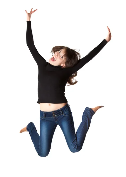 Young woman is jumping — Stock Photo, Image