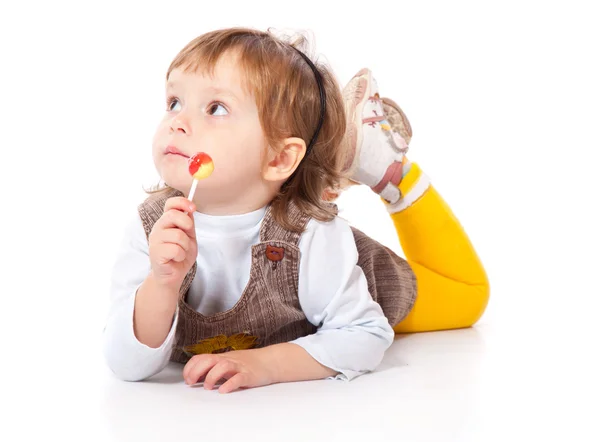 お菓子の幸せな笑顔子供 — ストック写真