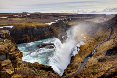 İzlandalı yataygullfoss Şelalesi