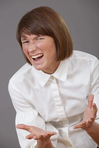 Frustrated woman screaming — Stock Photo, Image