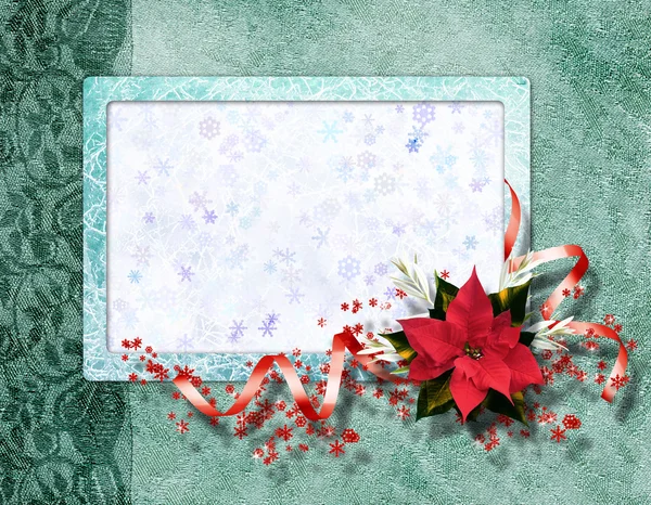 Рамка для запрошень або привітання з різдвяною композицією — стокове фото