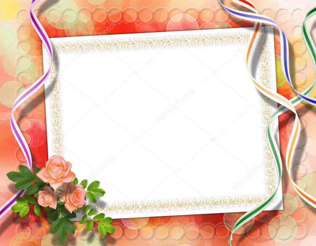 Card for congratulation or invitation with roses on abstract bac