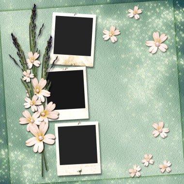 Romantic vignette on the abstract background in scrapbooking sty clipart
