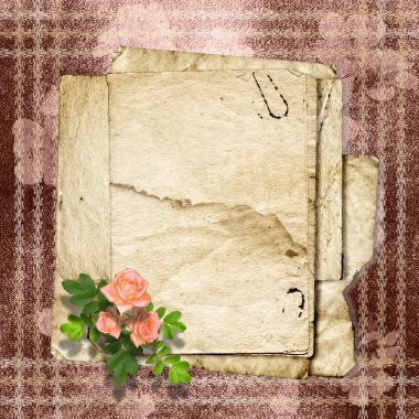 Vintage paper with a roses on the vintage background. clipart