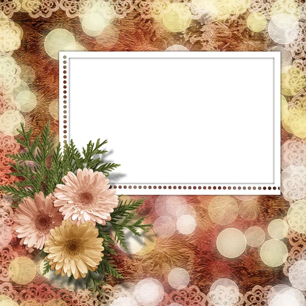 Carta per congratulazione o invito con fiore su ba astratta — Foto Stock