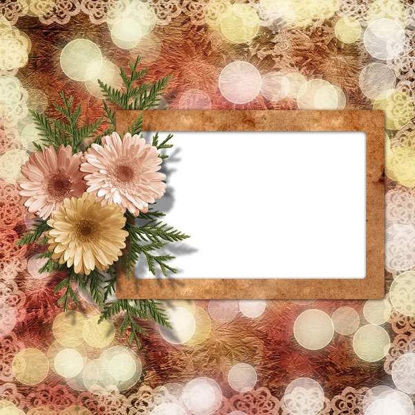 Carte de félicitations ou d'invitation avec fleur sur abstrait ba — Photo