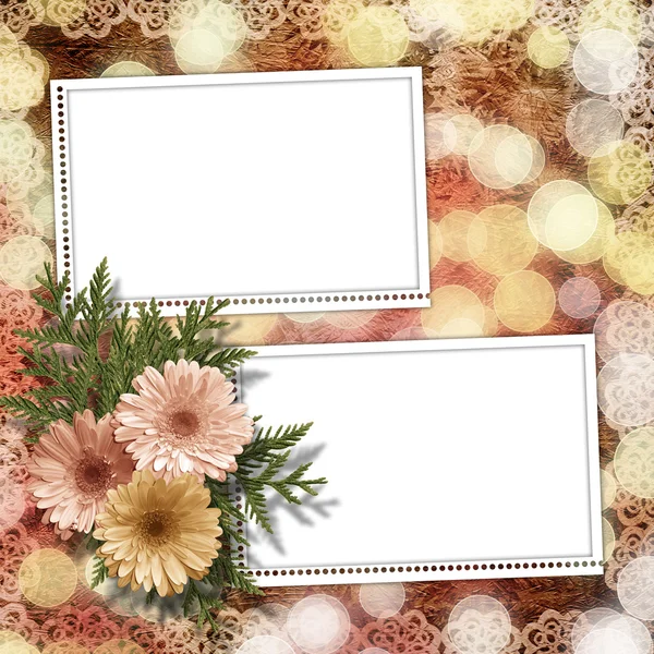 Carta per congratulazione o invito con fiore su ba astratta — Foto Stock