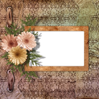 Card for congratulation or invitation with flower on abstract ba clipart