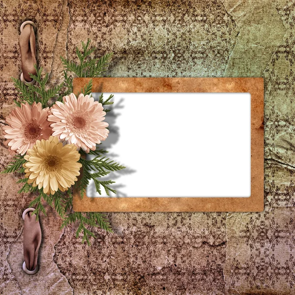 Cartão de congratulação ou convite com flor em abstrato ba — Fotografia de Stock