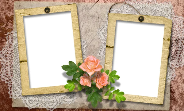 Scheda per una foto o un invito con fiore su sfondo astratto — Foto Stock