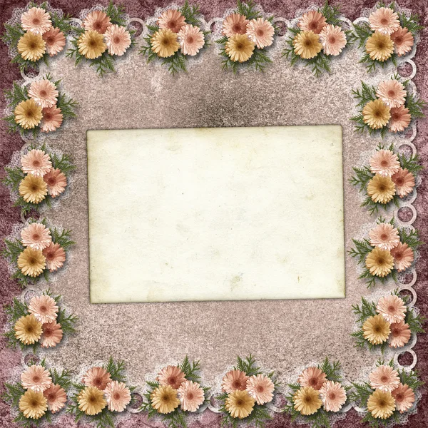 Κάρτα για μια φωτογραφία ή πρόσκληση με το λουλούδι στο αφηρημένο αμουδερές — Φωτογραφία Αρχείου